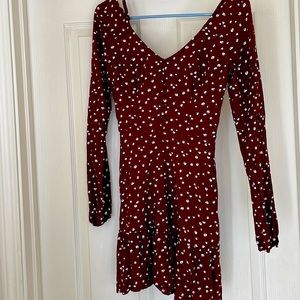 Hollister long sleeve casual floral print maroon  dress